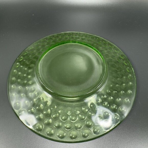 Vintage Uranium UV Glowing Glass Dish Plate Round Dishes Plates Optic Dots Set 2 - Picture 10 of 14